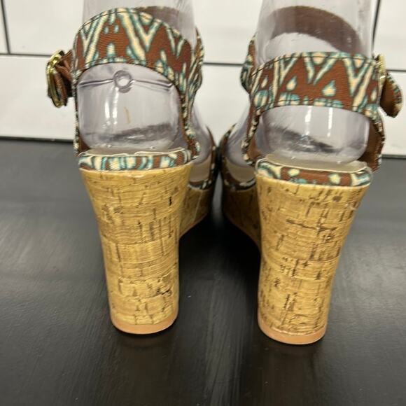 Christian Siriano Cork Platform Wedges Southwest Open Toe Size 7 - Picture 5 of 10